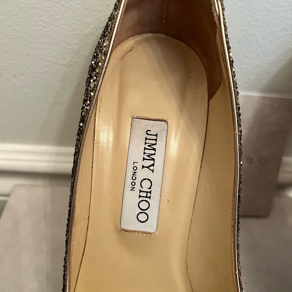 Jimmy Choo Glitter Gradient Heels in Gold and Brown - Picture 3 of 8